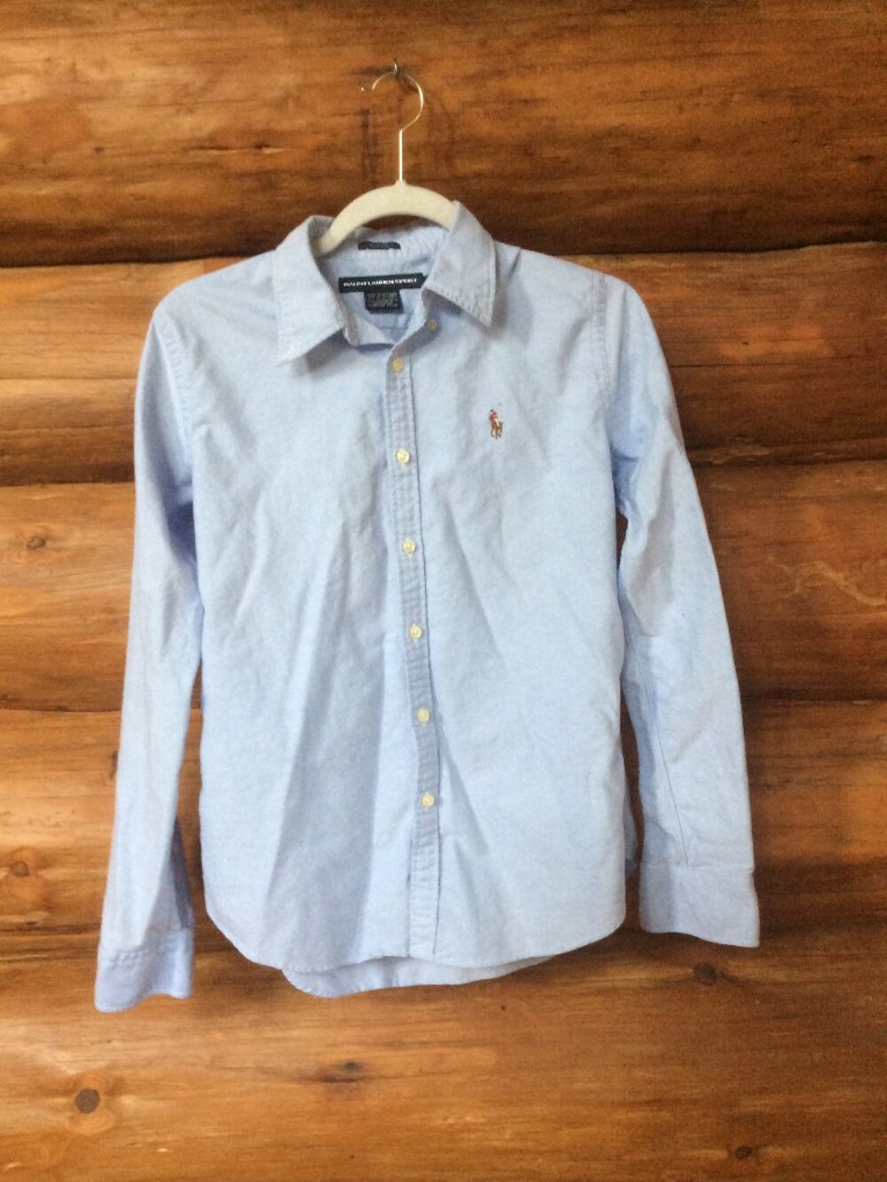 Ralph Lauren Sport Slim Fit Baby Blue Womens Oxford Button Down Shirt Size 8